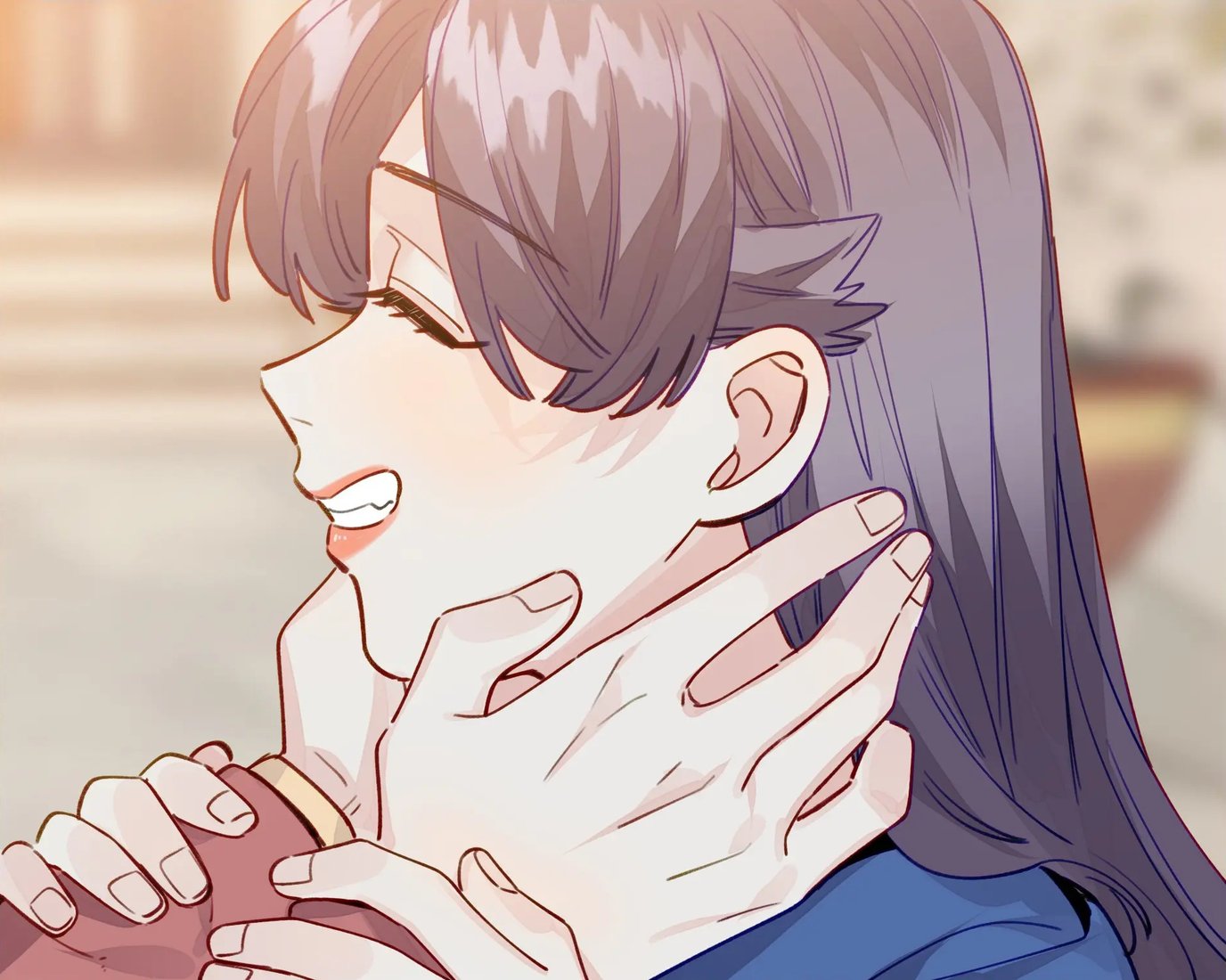 Zhou Yuanyou's hands on Zhan Ying's cheek