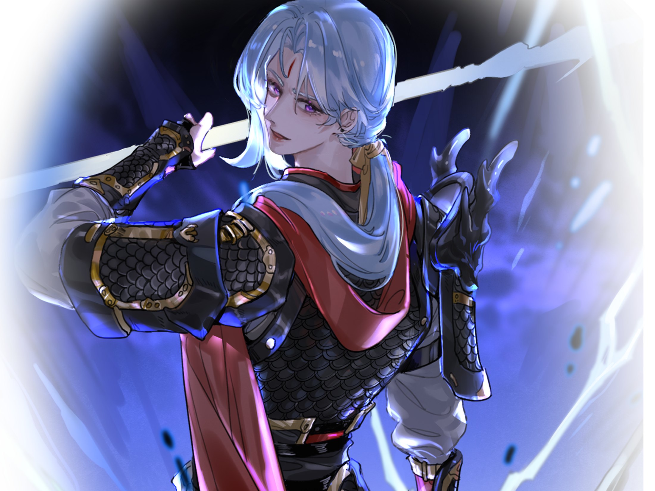 Have No Fear, Shijie’s Here!: Muli, Revered Master of Xingyun Peak and Ji Linxue’s shizun, in armor with a polearm