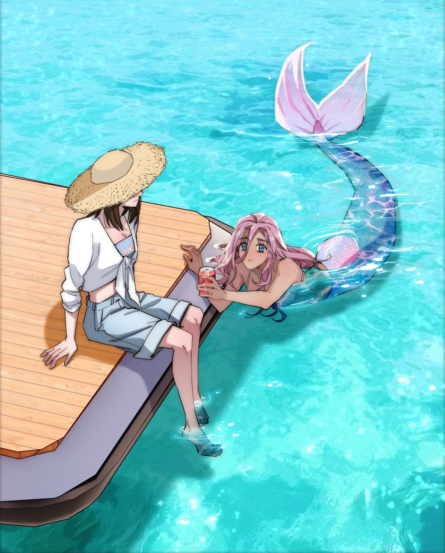 The Mermaid I Met by Getting Fired official English GL manhua panel — a seaside meeting