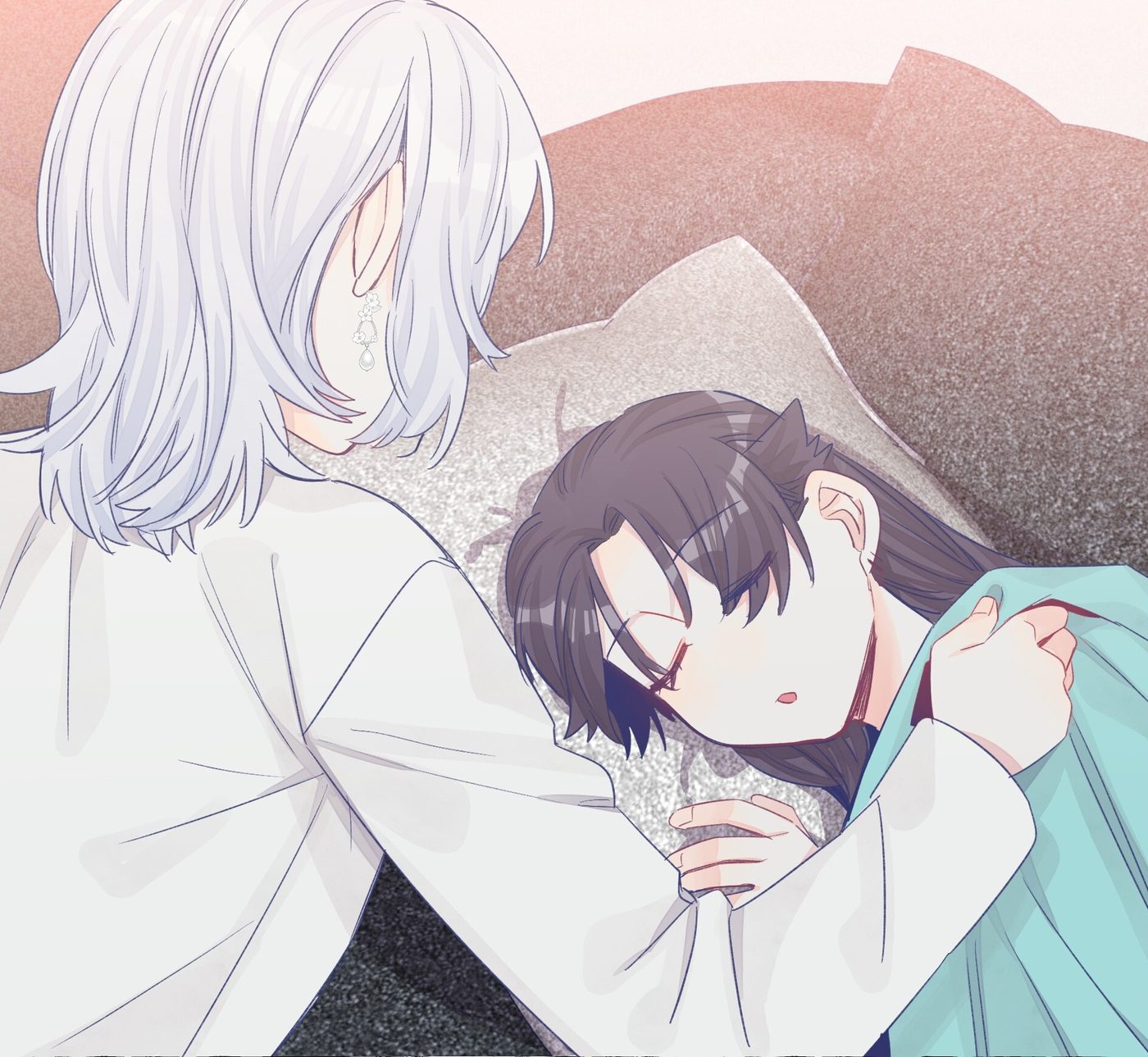 Zhou Yuanyou tucks a blanket around Zhan Ying on the office couch, Straight Girl Trap Chapter 33