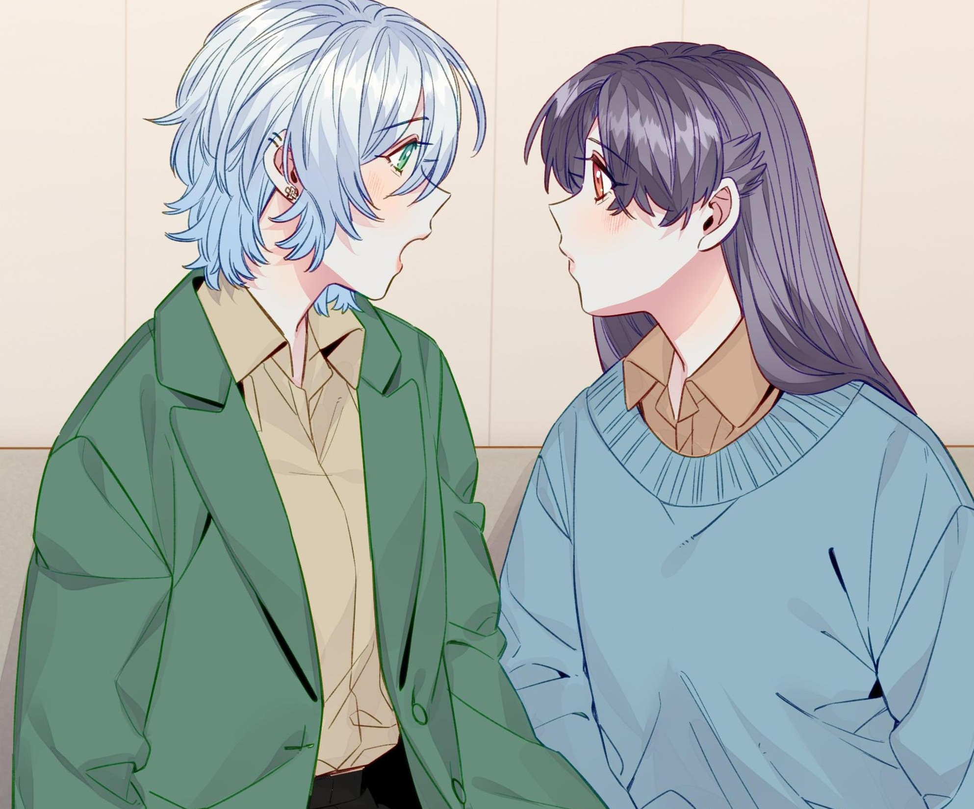 Straight Girl Trap official English GL manhua panel — Zhan Ying and Zhou Yuanyou in an early office moment