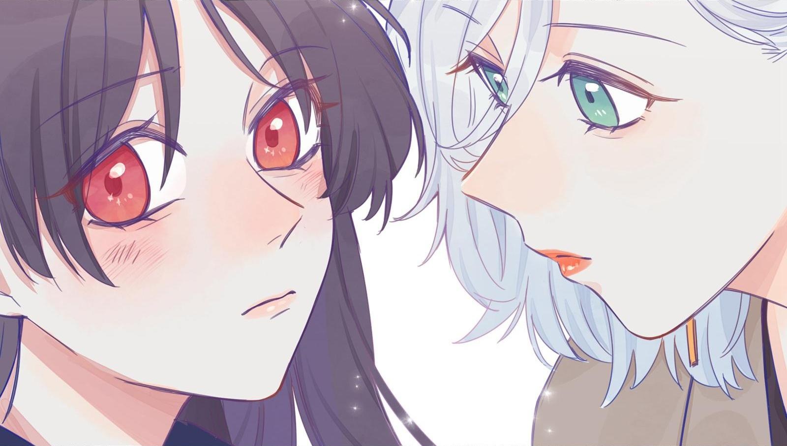 Zhan Ying and Zhou Yuanyou leaning close in a romantic stare from Straight Girl Trap.