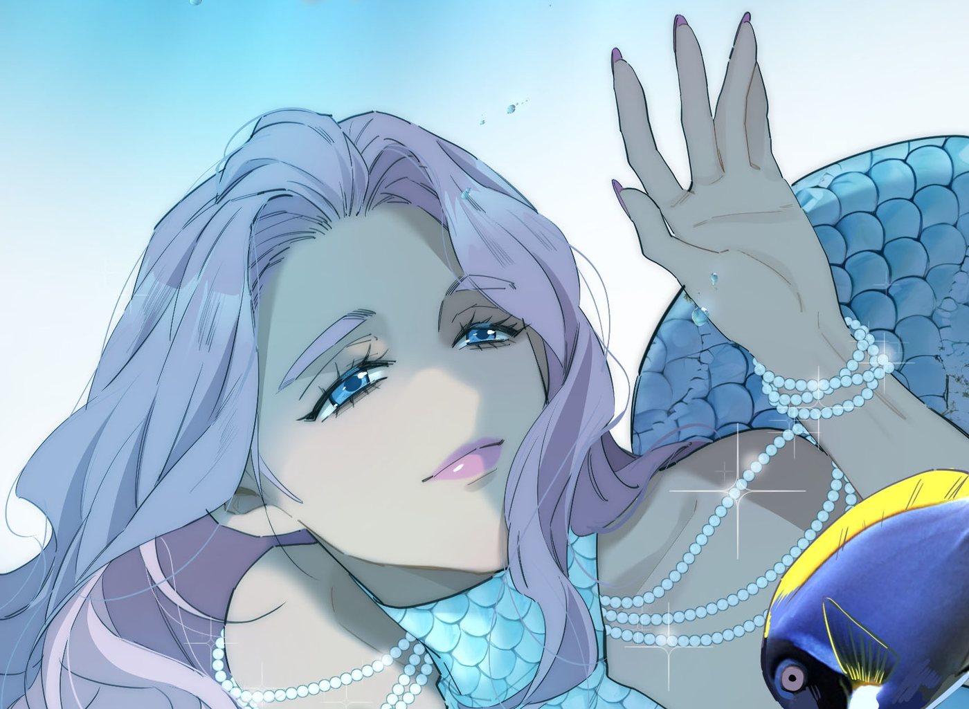 Ari performs underwater in her mermaid costume, among fish, Ch. 13 of The Mermaid I Met by Getting Fired
