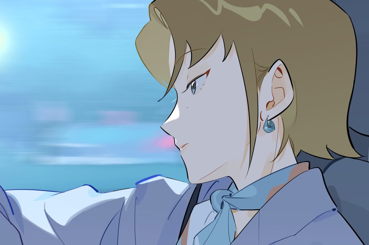 Ren Qinghe in a suit and neck scarf, looking out of a car window at night, Submission Time! Yes or Yes?