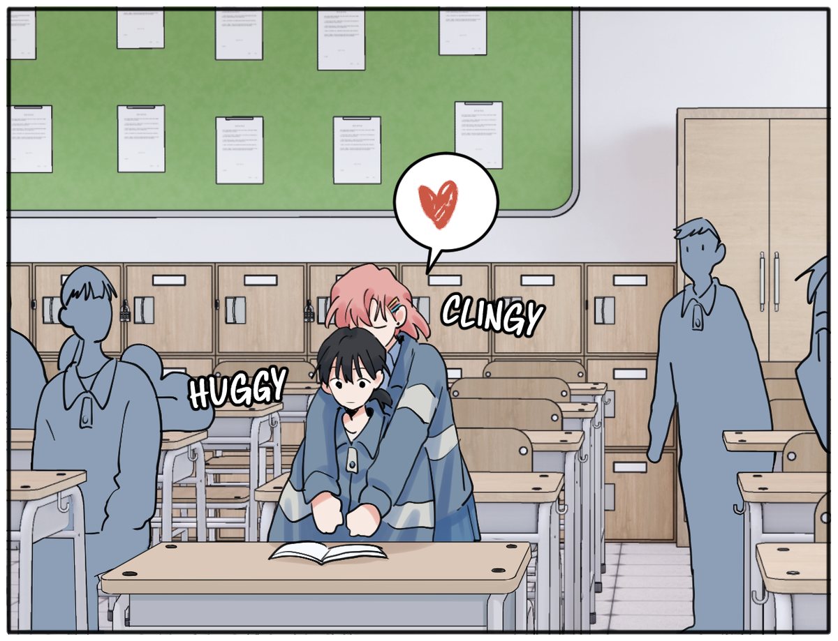 Tongtong hugs Lin Luxi from behind in a busy classroom, Ch. 24 of I Got Blackmailed by the Green Tea Bitch in Class