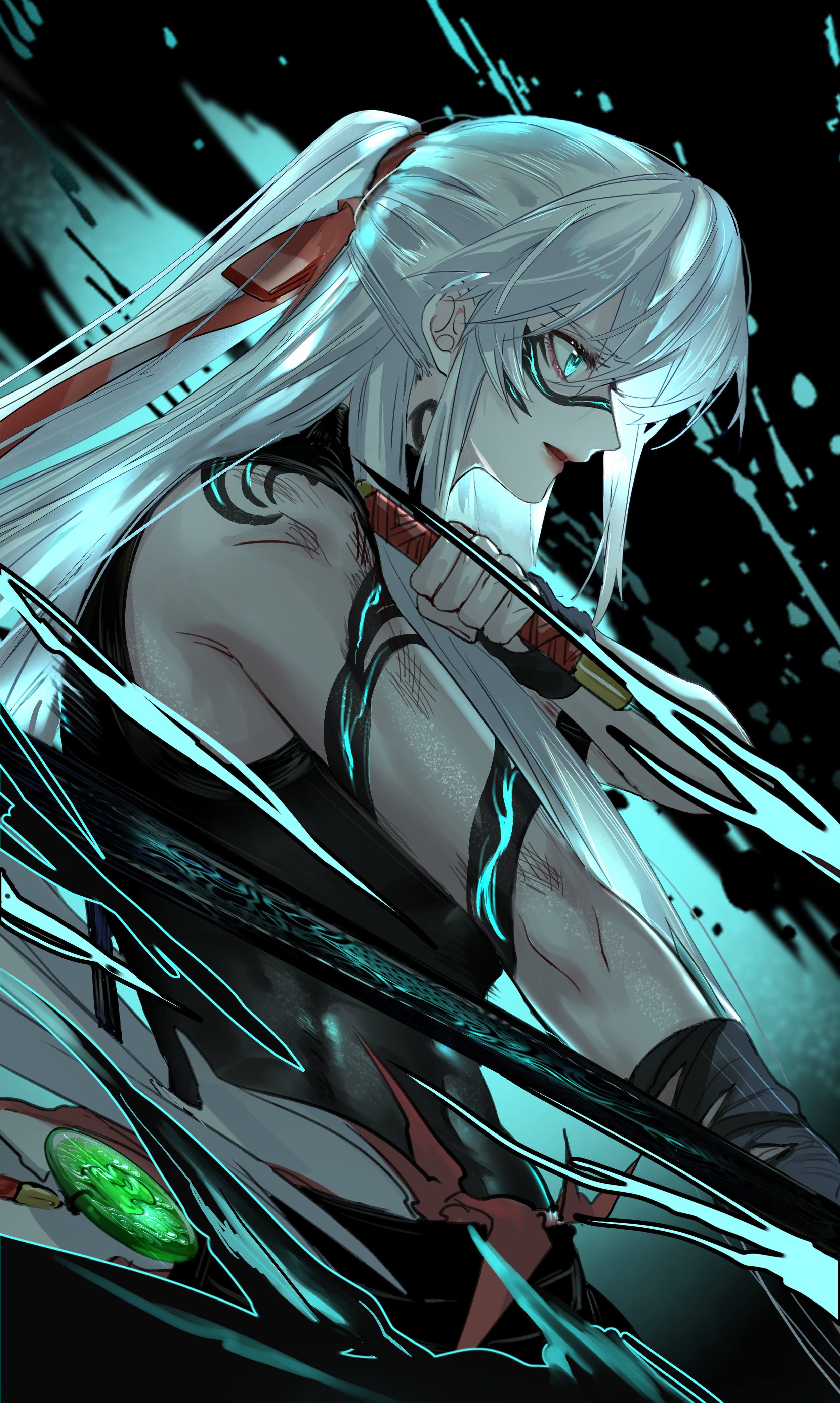 Ji Linxue draws her sabre in a burst of cyan light