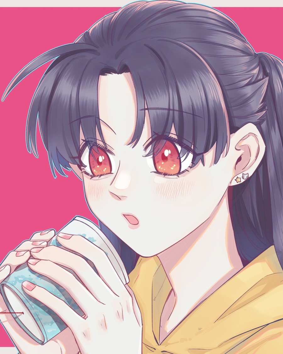 Zhan Ying, wide-eyed, holding a drink can in both hands