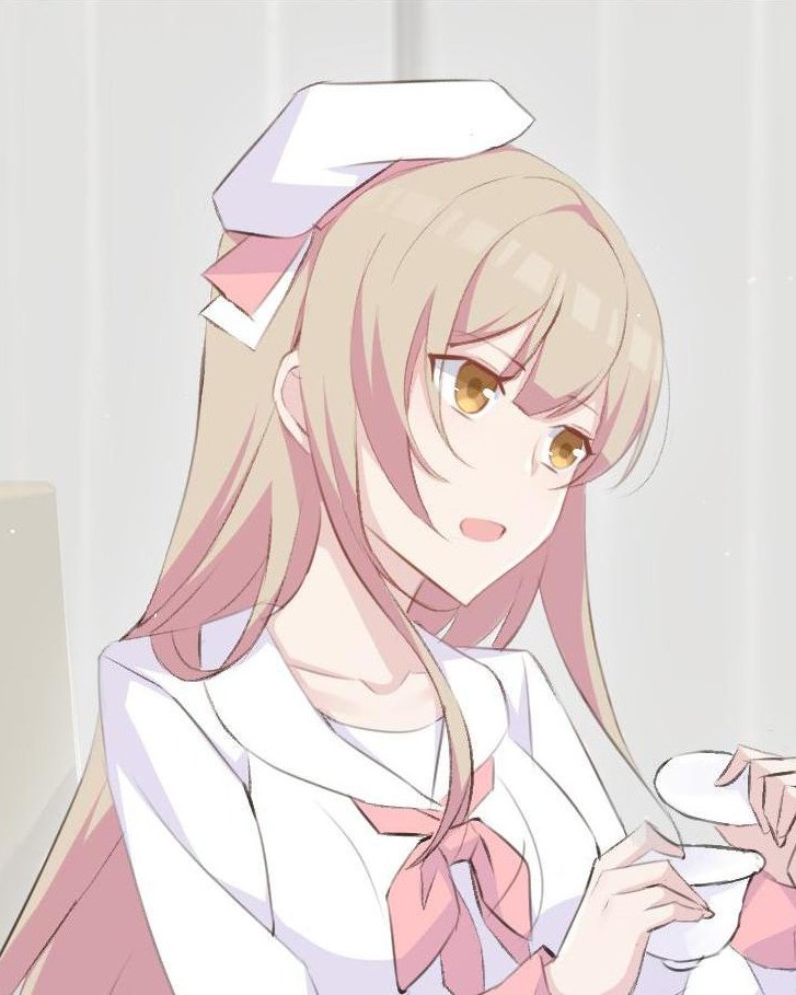 Xinghuo in a nurse’s cap holding a cup inside the REC frame, Seeing Xinghuo Again