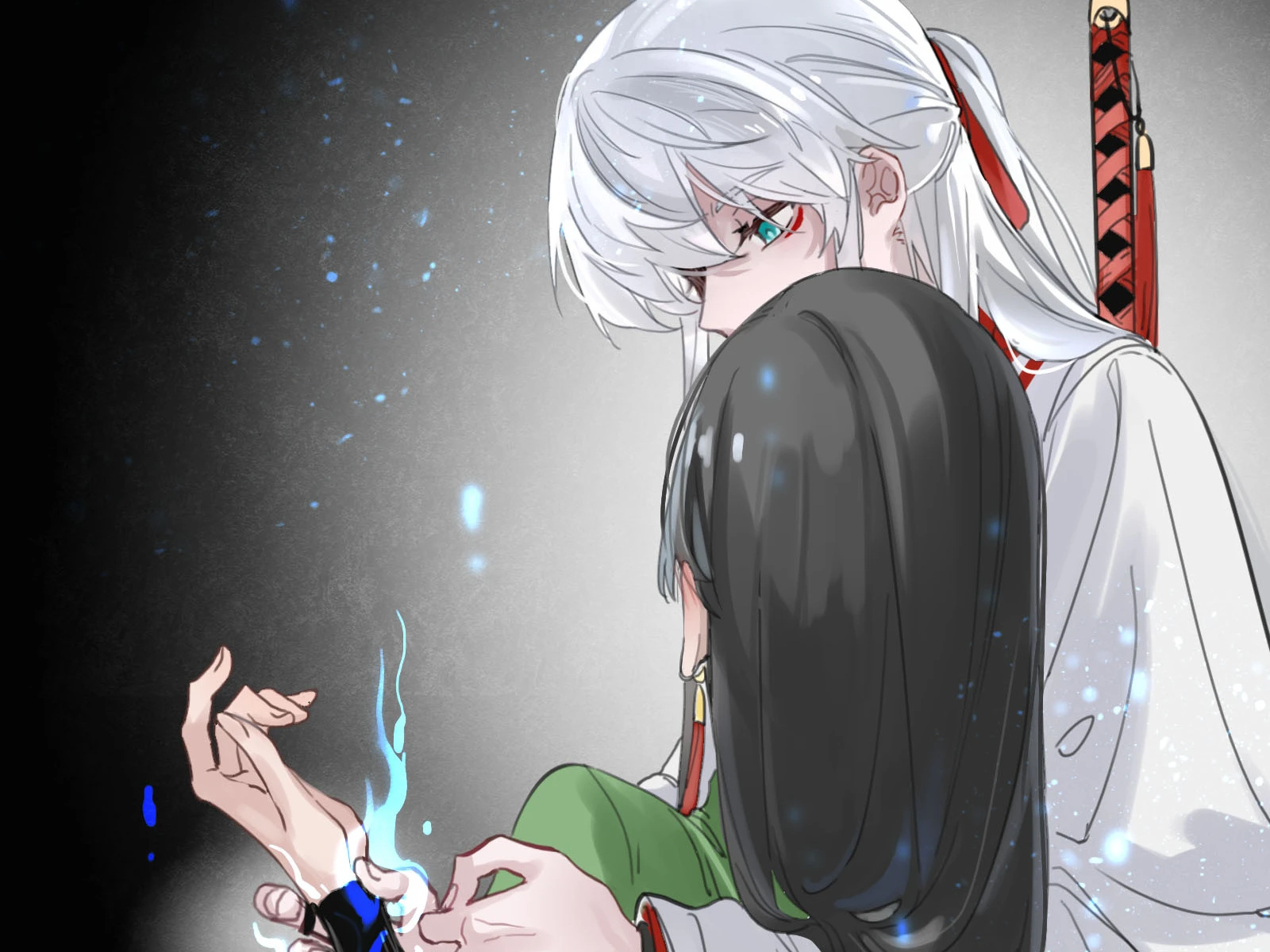 Have No Fear, Shijie’s Here!: Ji Linxue holds Lan Qinghe’s wrist and heals her with spirit light