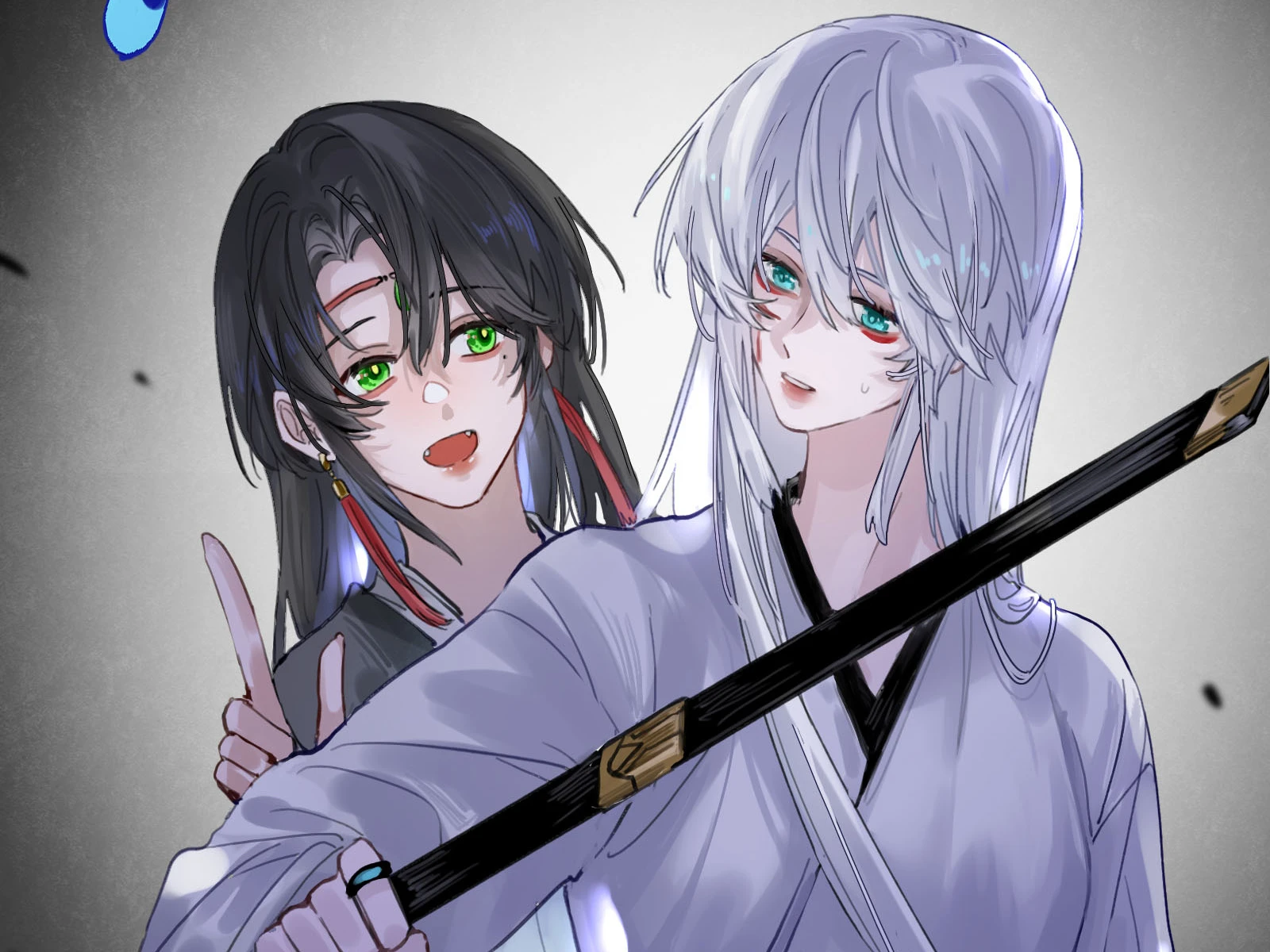 Have No Fear, Shijie’s Here!: Lan Qinghe laughs beside Ji Linxue, who holds a sabre across her body