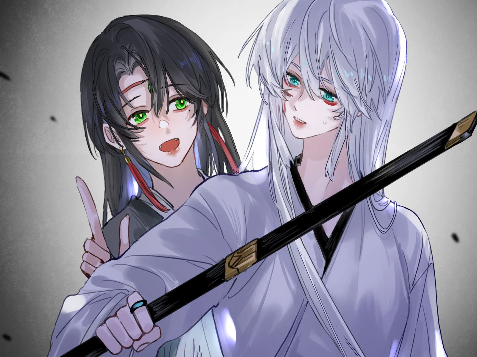 Have No Fear, Shijie’s Here!: the two leads side by side, one holding a sword