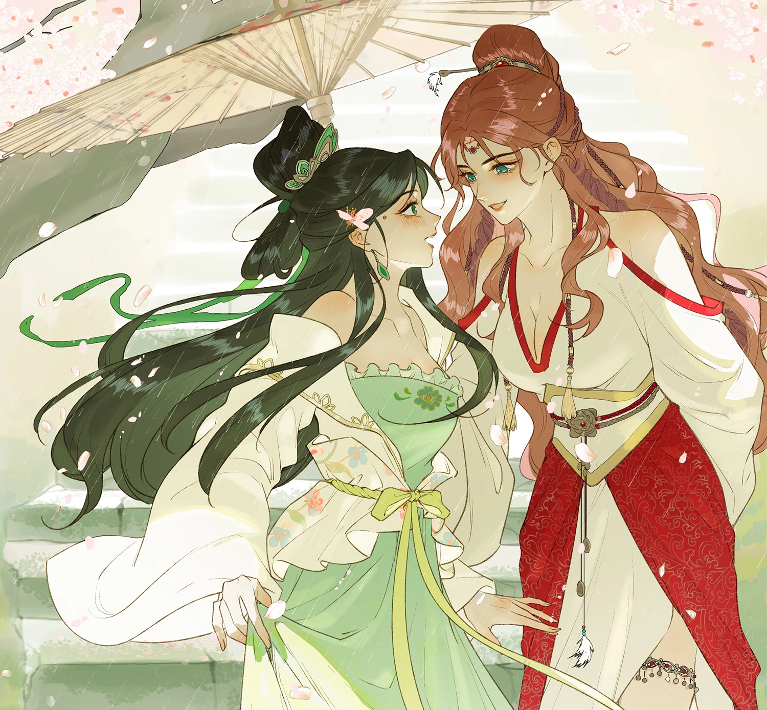 Mu Yunzhao and Shen Qingshuang face to face under a paper umbrella, Jade Seduction