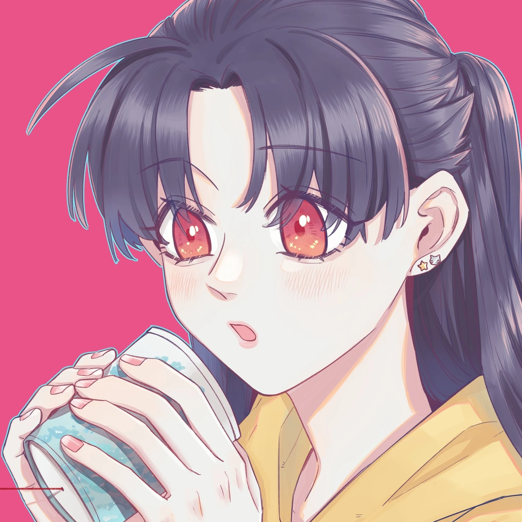 Zhan Ying with a warm drink, official art