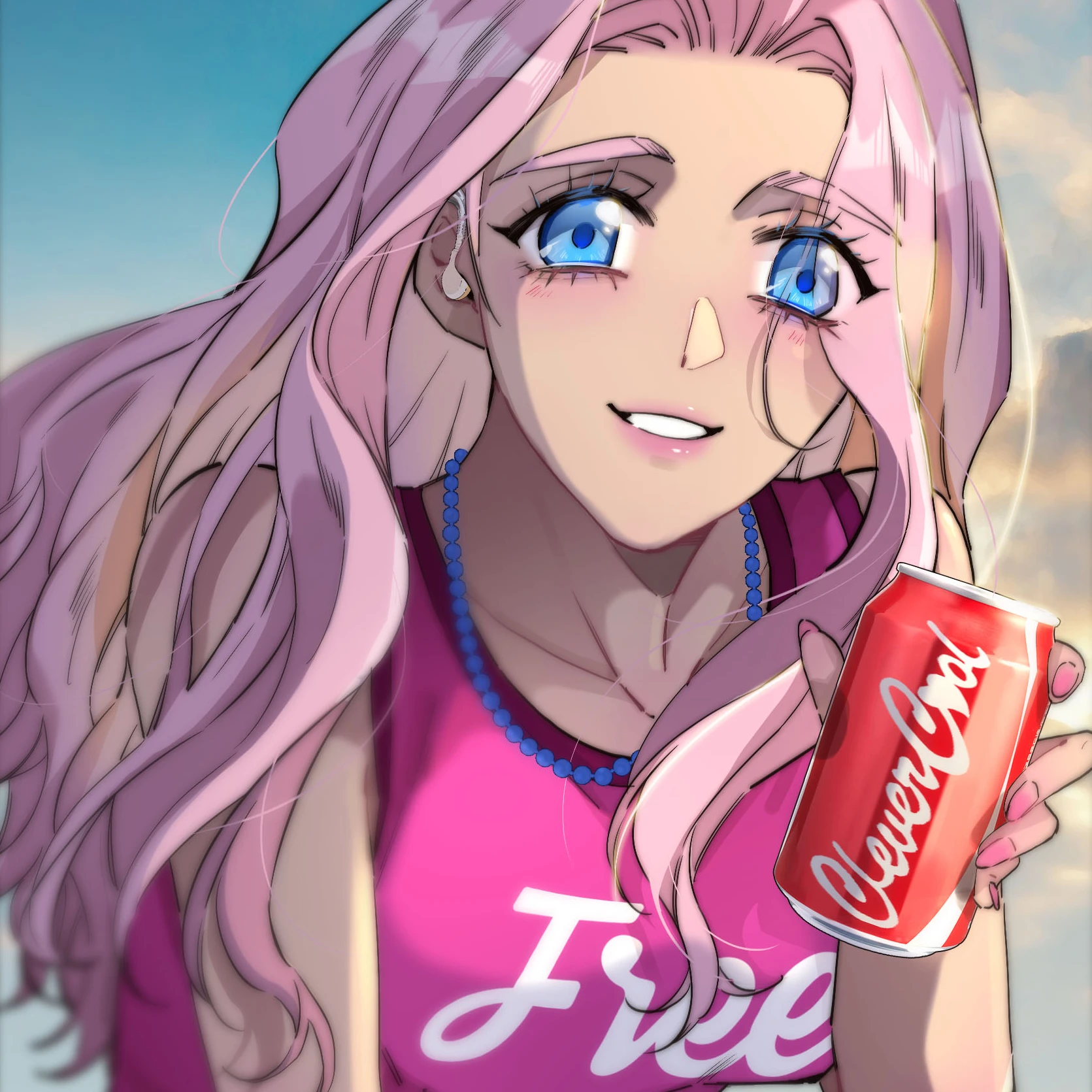 The Mermaid I Met by Getting Fired: Ari smiles, holding up a can of cola