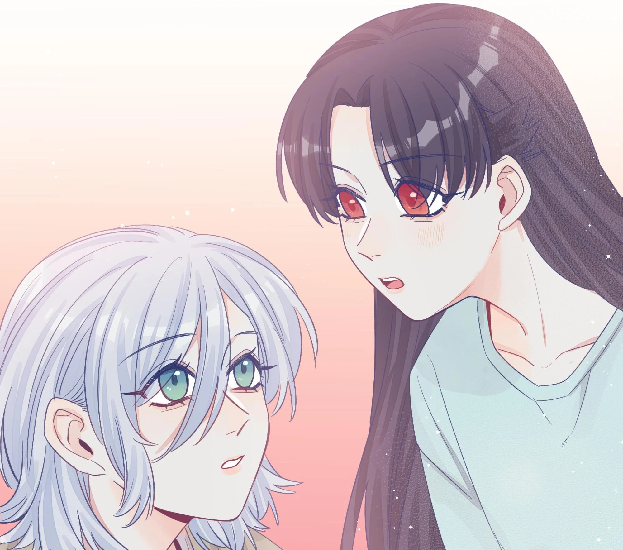 Zhan Ying leans over Zhou Yuanyou, who looks up at her, Chapter 40 of Straight Girl Trap