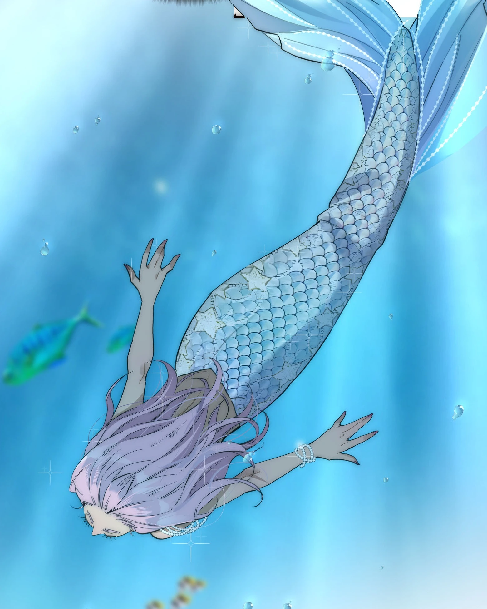 The Mermaid I Met by Getting Fired: A mermaid dives head first through blue water