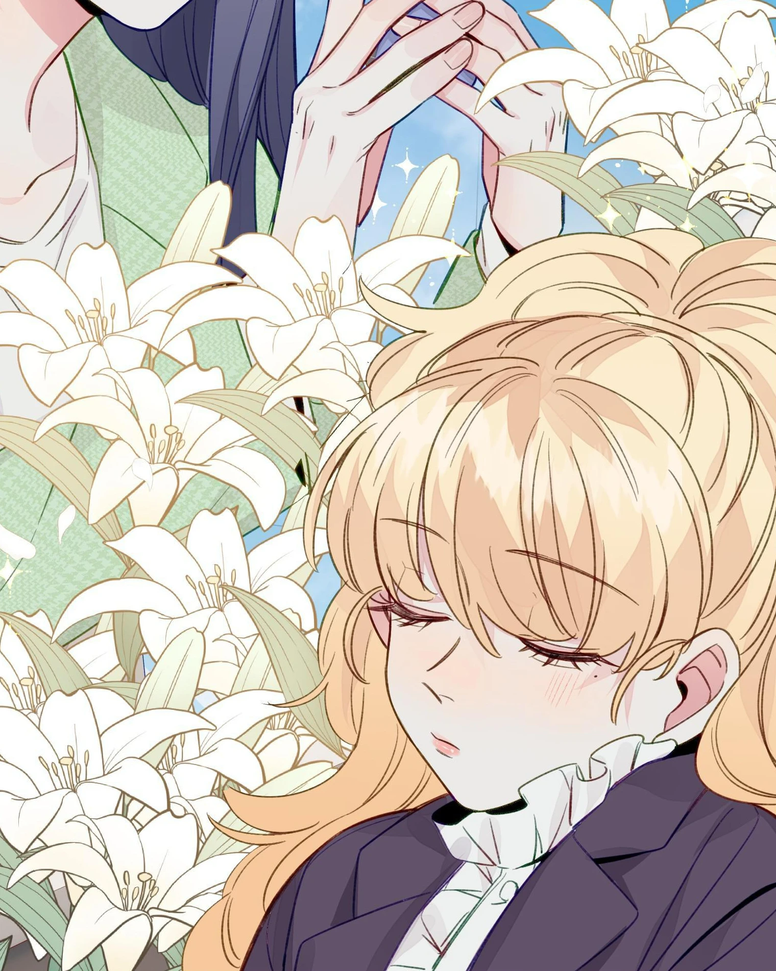 Straight Girl Trap: Lele asleep among white lilies