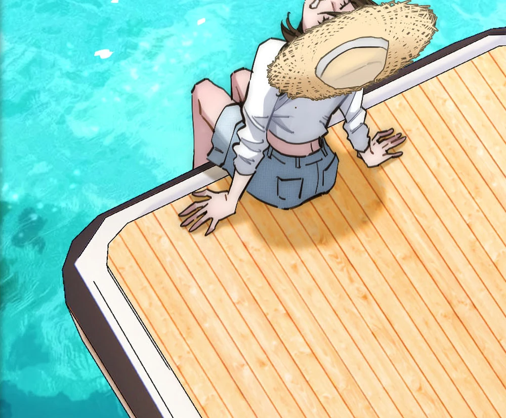 The Mermaid I Met by Getting Fired: She sits alone at the edge of the boat deck, bored