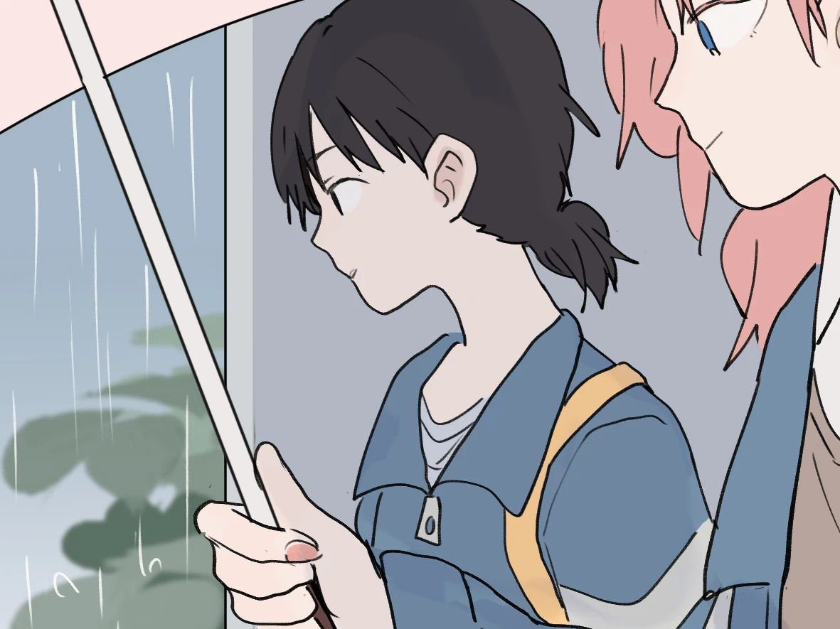 Lin Luxi and Tongtong share an umbrella in the rain, Ch. 6 of I Got Blackmailed by the Green Tea Bitch in Class