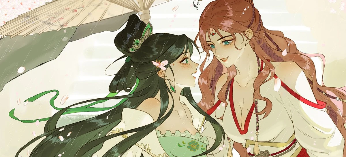 Jade Seduction: Shen Qingshuang and Mu Yunzhao face each other under a paper umbrella