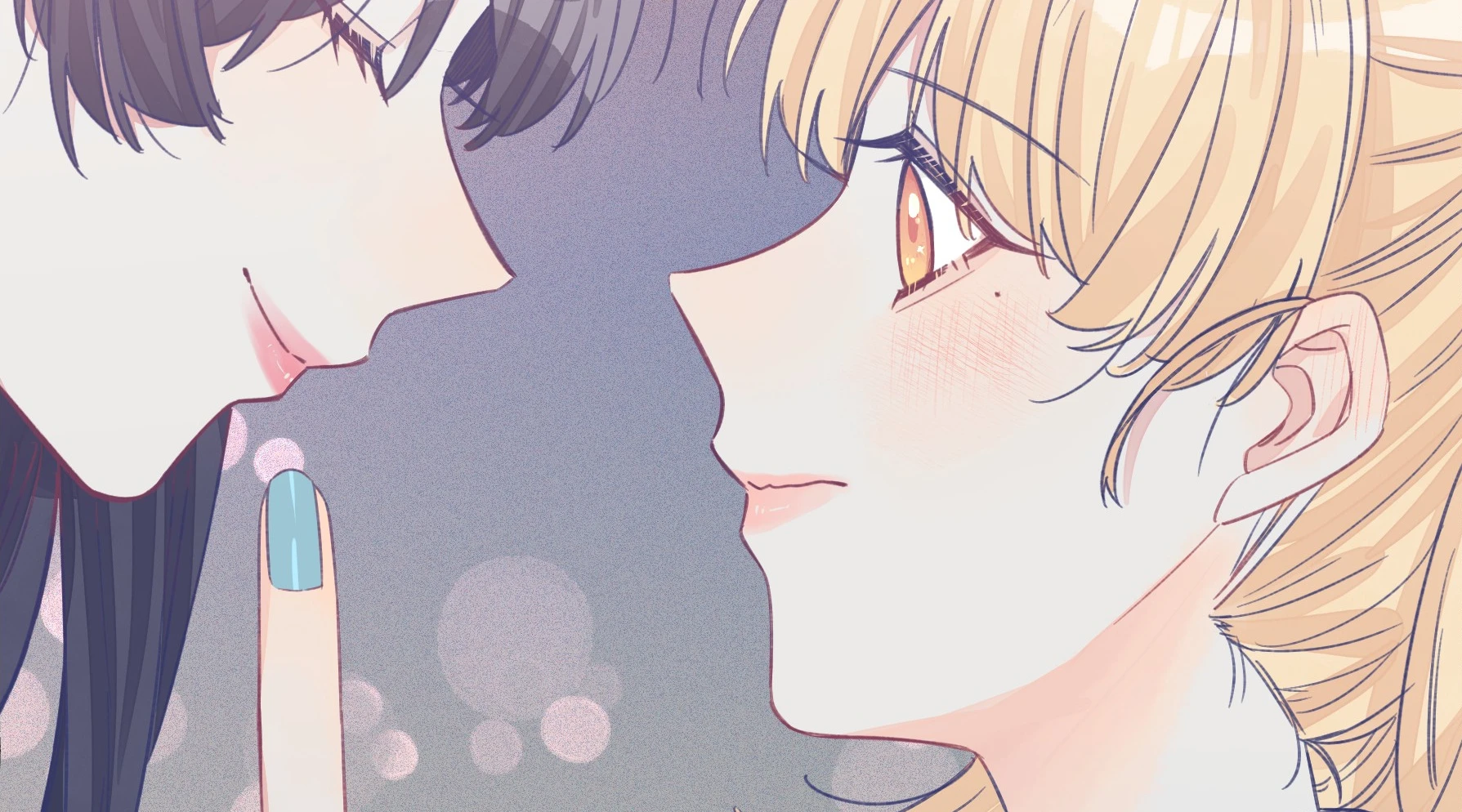 Straight Girl Trap, official art: two women face to face, one with a finger to her lips