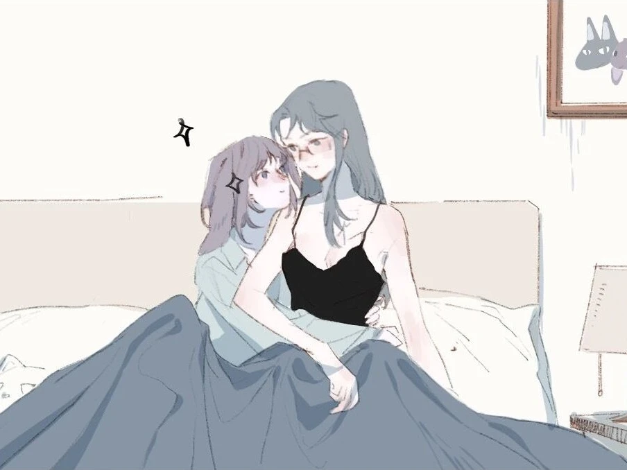 Ban Xia and Nan Xing curled up together in bed, No. 14 of Wolf x Rabbit