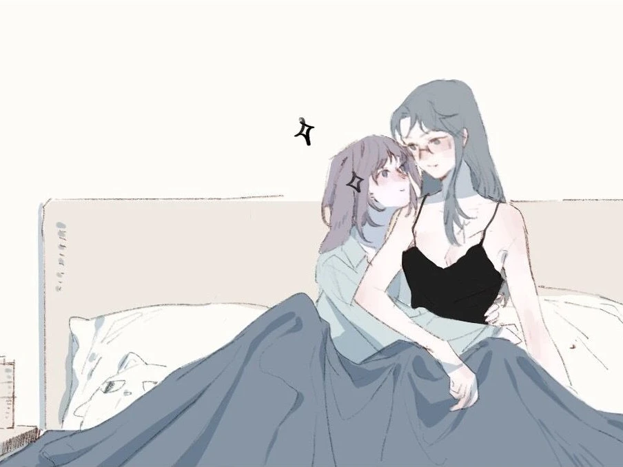 Wolf x Rabbit: Ban Xia and Xiao Nan sit up in bed together