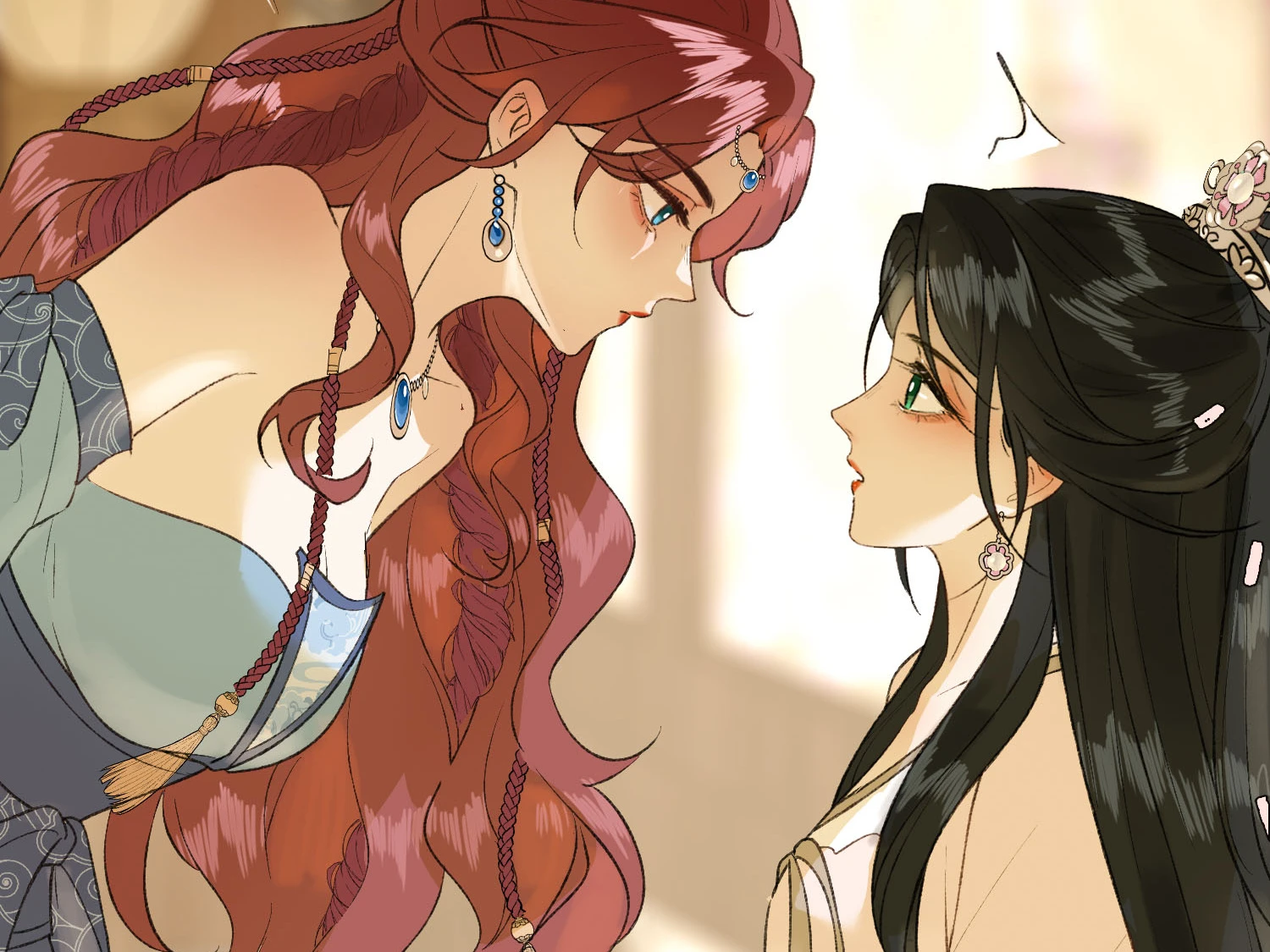 Jade Seduction: Mu Yunzhao and Shen Qingshuang look at each other, faces close