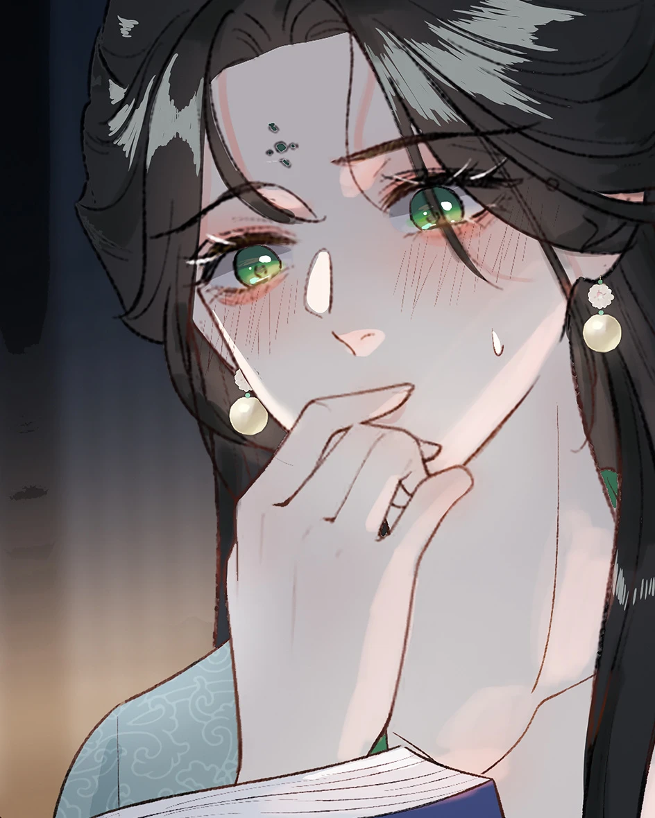 Shen Qingshuang, now Consort Xian, a blue book in her hands, Jade Seduction