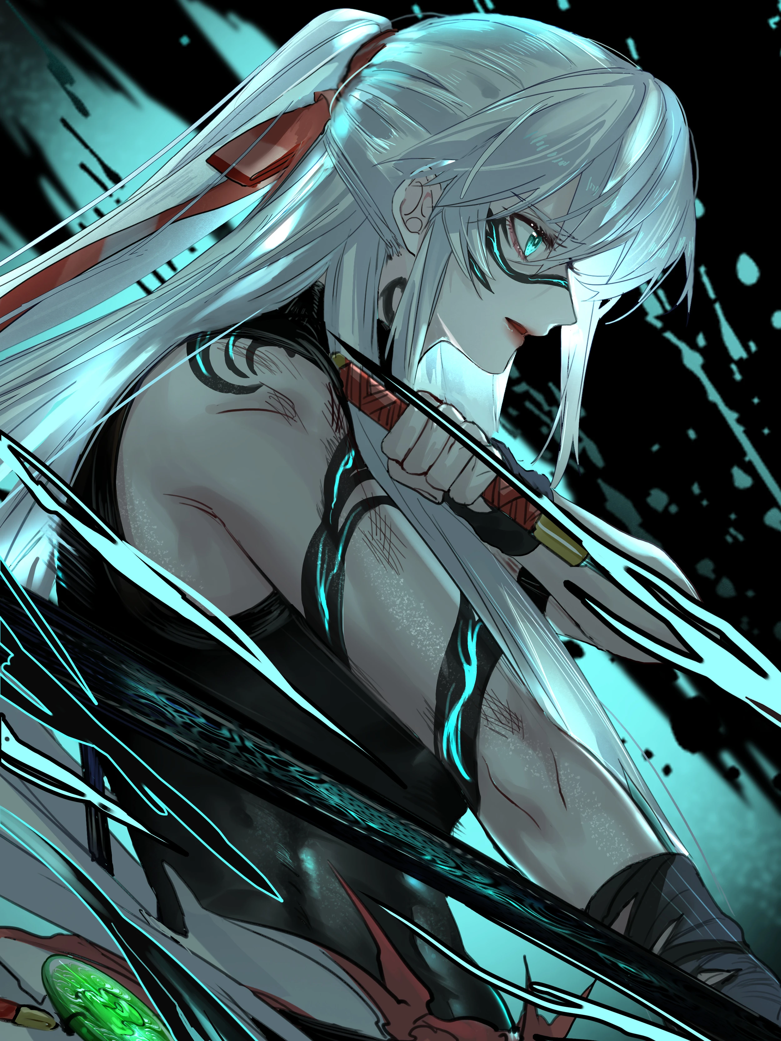 Ji Linxue draws her sabre in a burst of cyan light