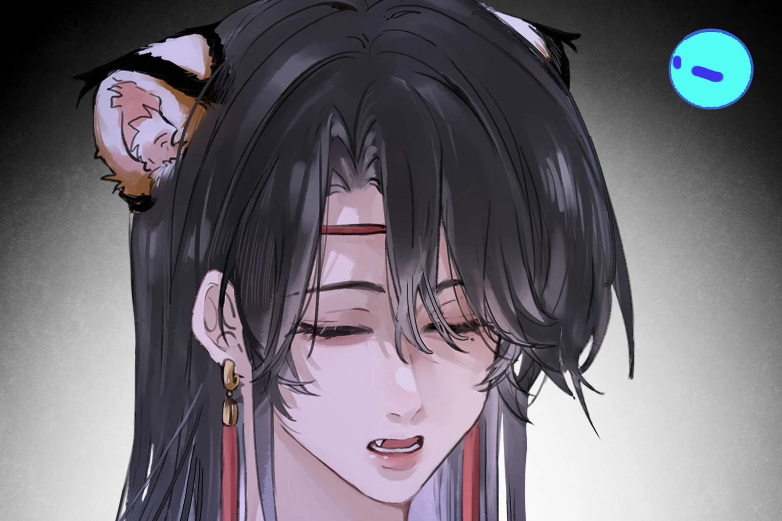Have No Fear, Shijie's Here!: lan Qinghe with tiger ears, eyes closed in relief