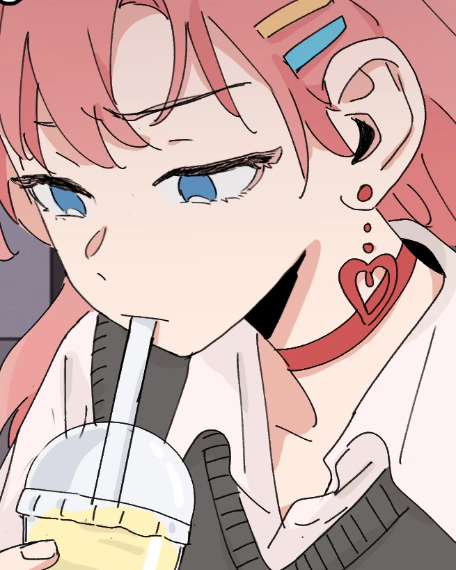 Tongtong sips a drink through a straw, looking annoyed, I Got Blackmailed by the Green Tea Bitch in Class Chapter 42