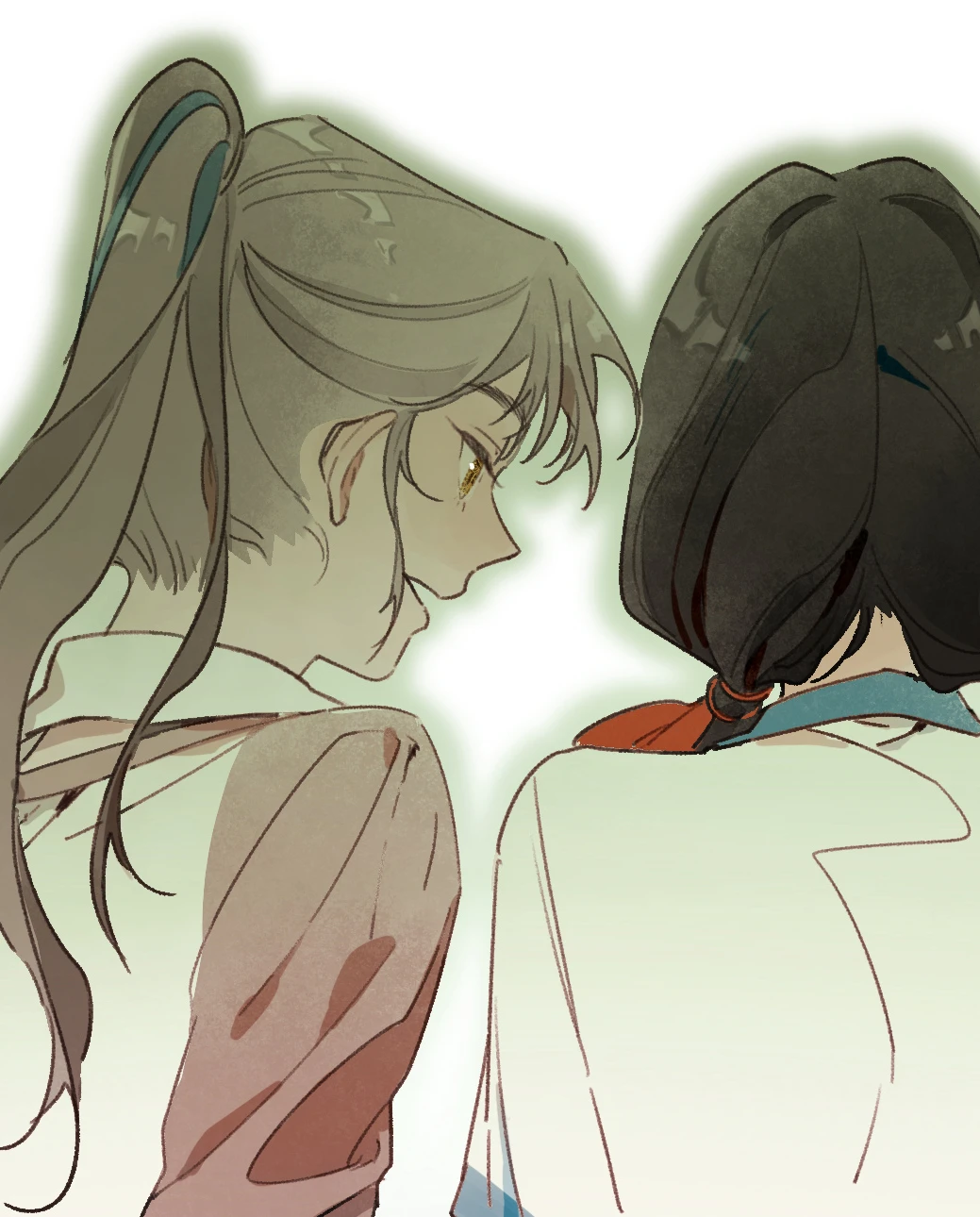 The tenant and her landlady side by side, looking back