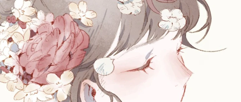 Zhou Ruoheng with flowers in her hair