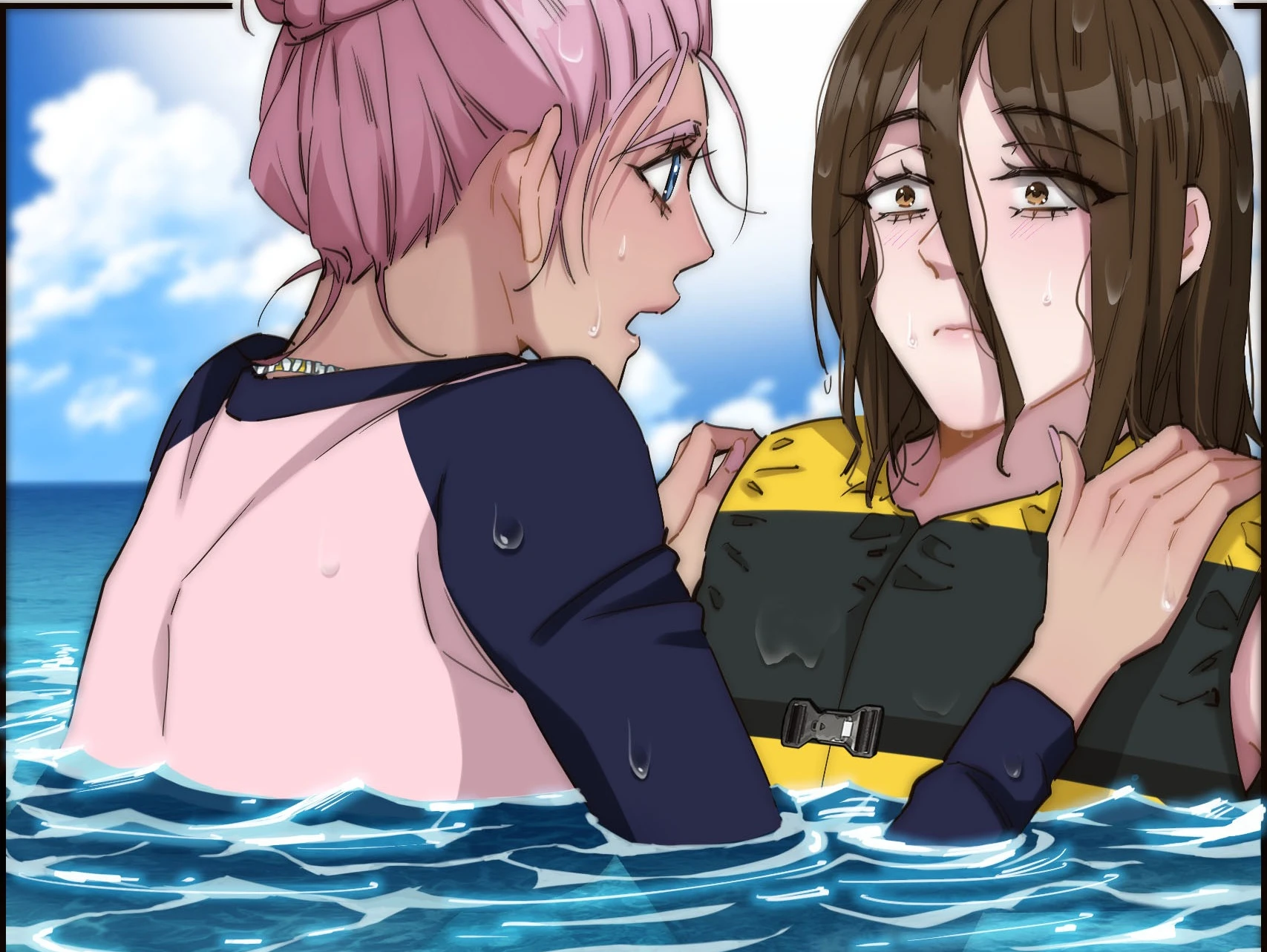 The Mermaid I Met by Getting Fired: Ari holds her by the shoulders in the sea