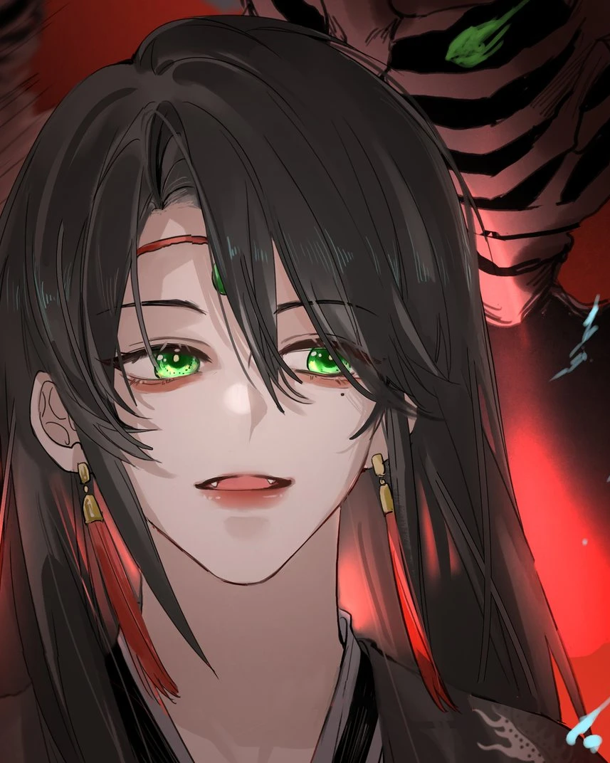 Lan Qinghe grins in red battle light