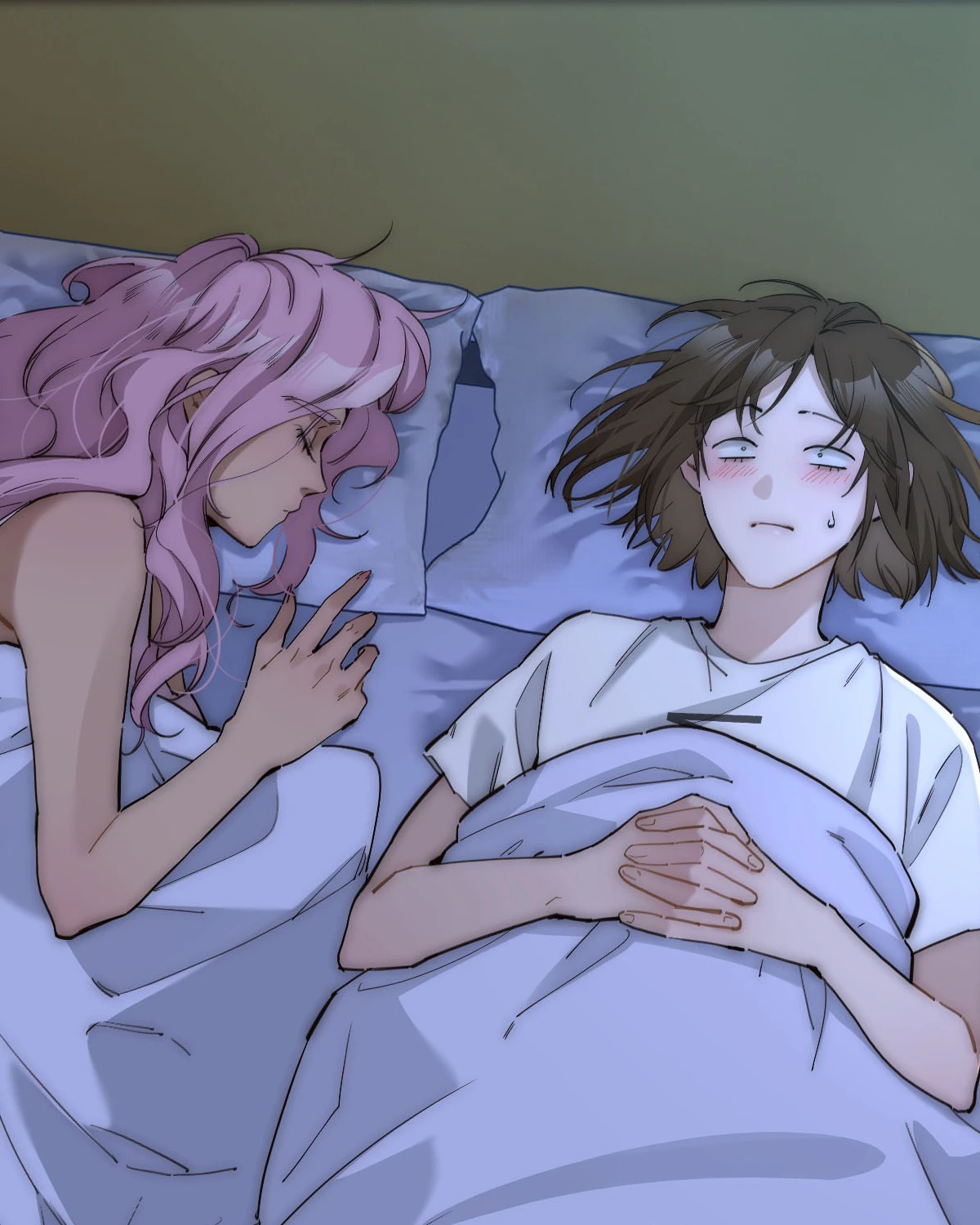 The Mermaid I Met by Getting Fired: Ari and her lying side by side in bed