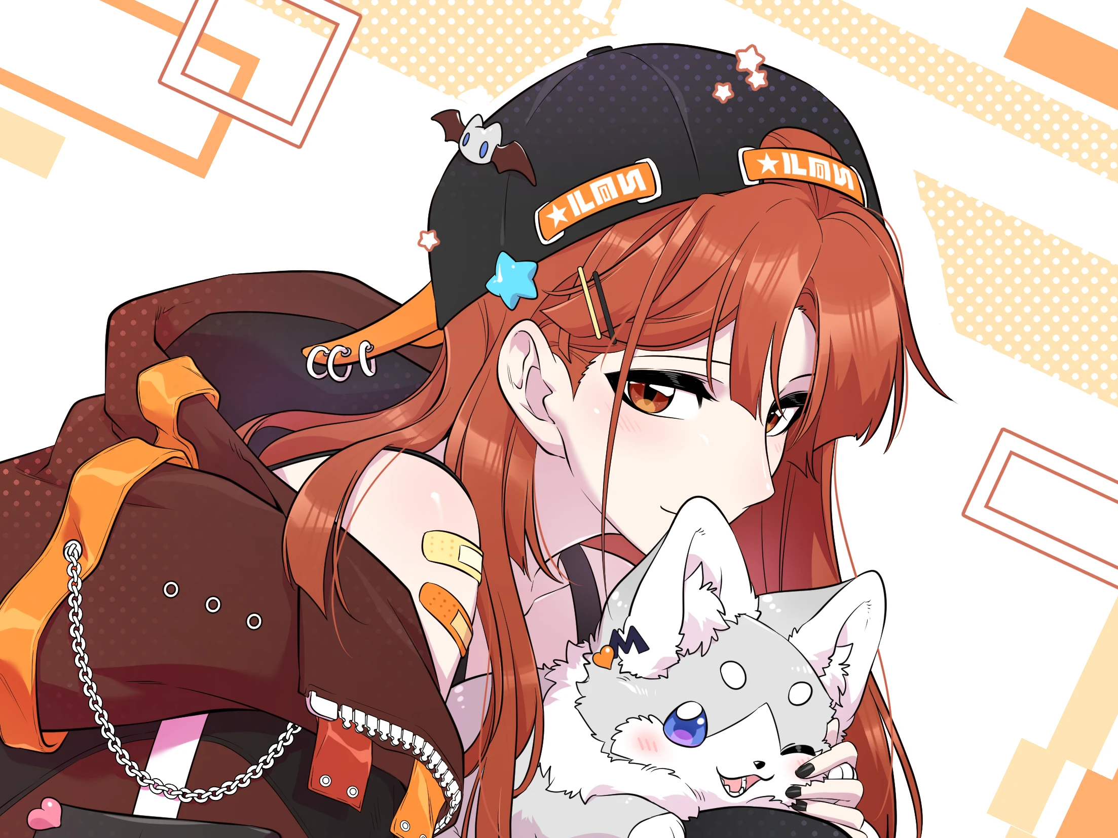 My Food Looks Very Cute: Maria in street clothes holds Xing Lan in wolf form