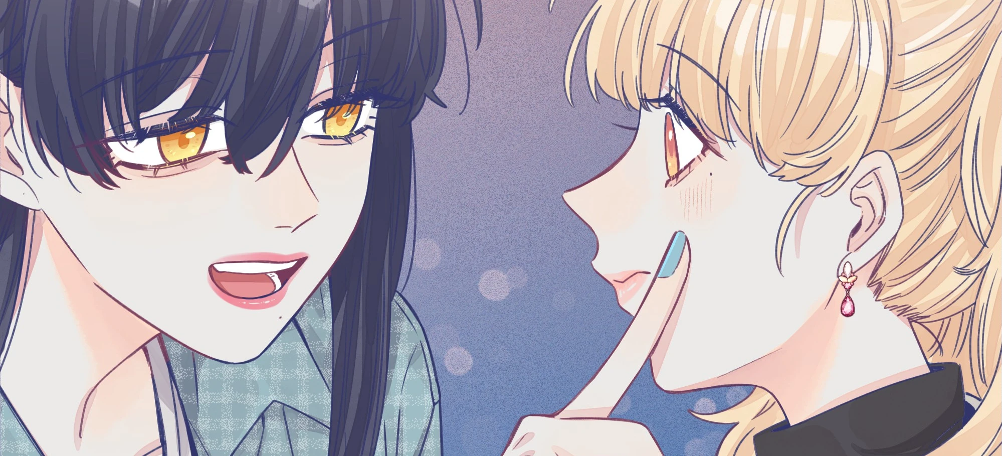 Straight Girl Trap: Xiang Lan raises a finger to her lips as Lele leans in