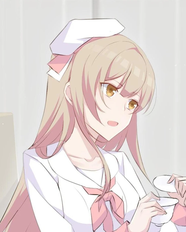 Xinghuo in a nurse’s cap holding a cup inside the REC frame, Seeing Xinghuo Again