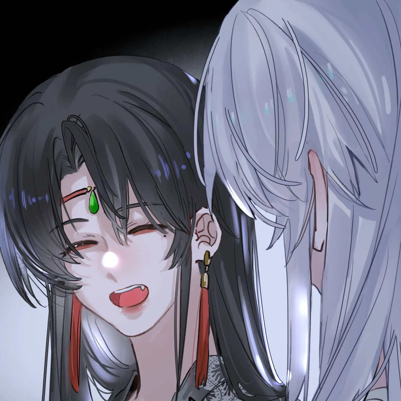 Lan Qinghe laughing, Ji Linxue at her side