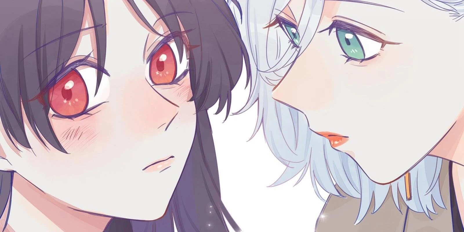 Zhou and Zhan, faces close, both blushing