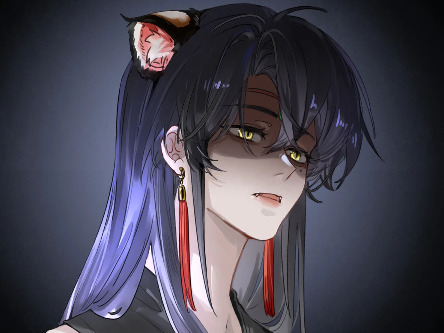 Lan Qinghe with tiger ears and golden eyes in the dark, Ch. 10 of Have No Fear, Shijie’s Here!