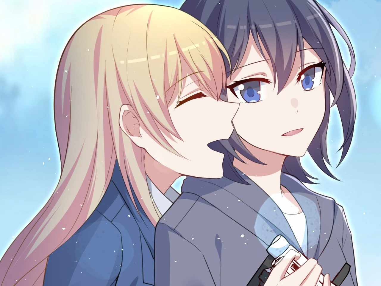 Seeing Xinghuo Again: Xinghuo leans her cheek against Gu An, who holds the DV camera